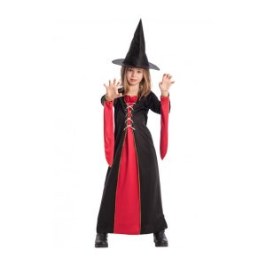 Čarovnica črno-rdeča otroški kostum